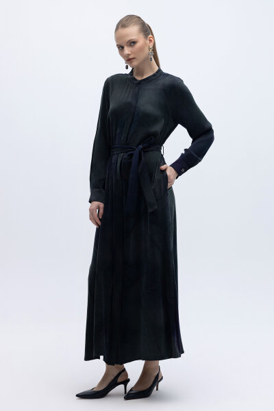 Renkli Uzun Kuşaklı Kap Lacivert - 5