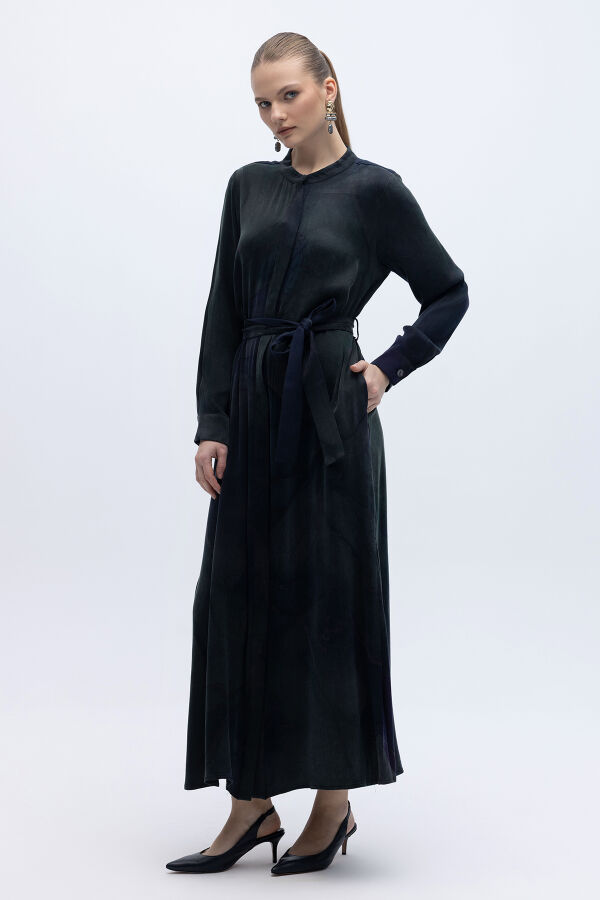 Renkli Uzun Kuşaklı Kap Lacivert - 5