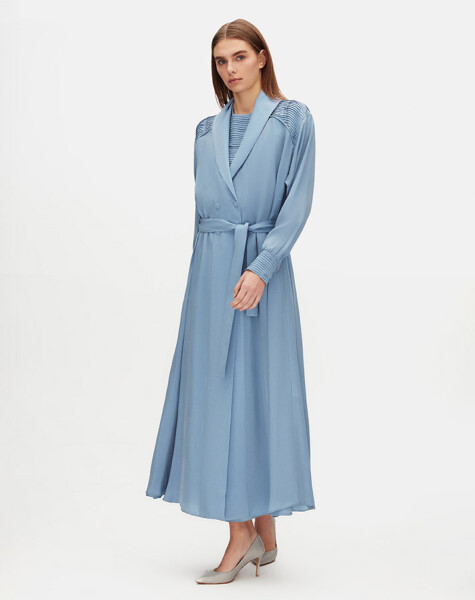 Rib Detailed Shawl Collar Cape - 2