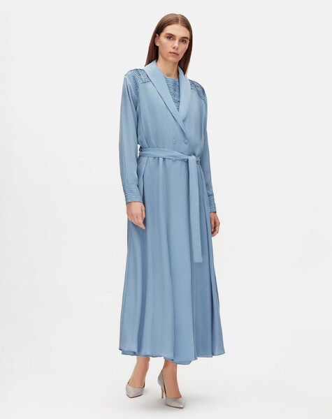 Rib Detailed Shawl Collar Cape - 4