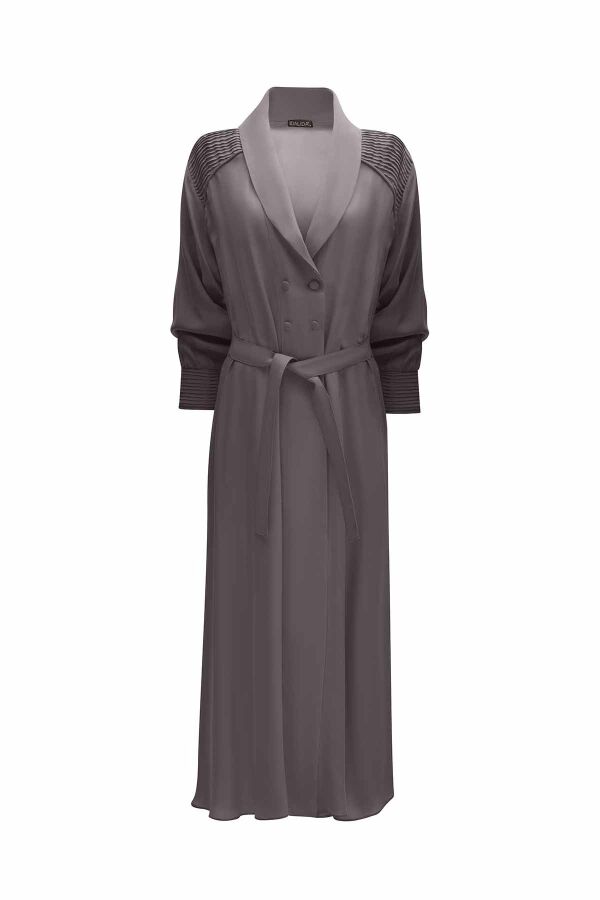 Rib Detailed Shawl Collar Cape - 7