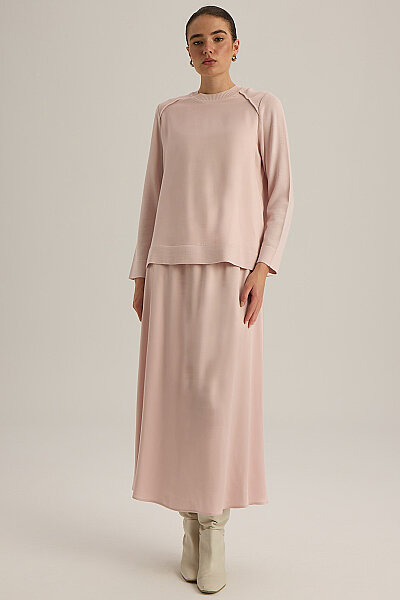 Ribana Yaka Triko-Kumaş Tunik Pudra - Miss Dalida (1)
