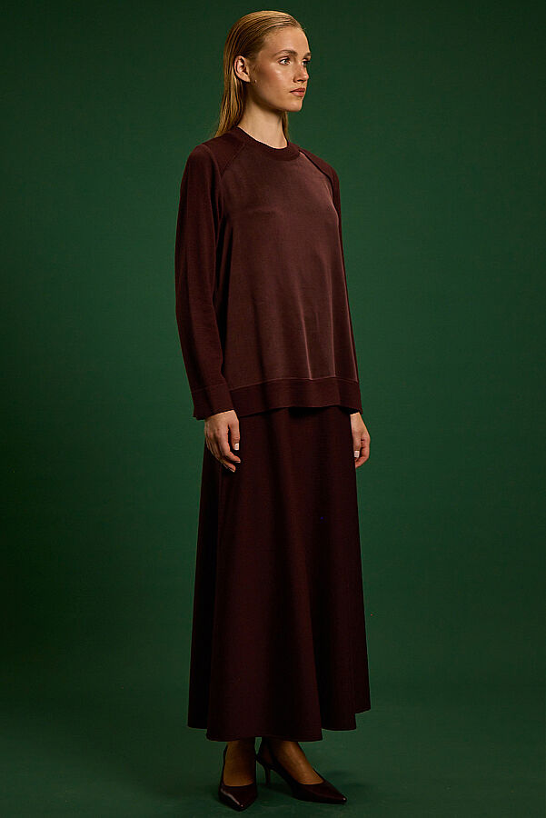 Ribana Yaka Triko-Kumaş Tunik Vişne - 3