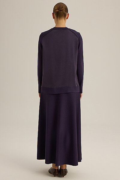 Ribana Yaka Triko-Kumaş Tunik Mor - 6
