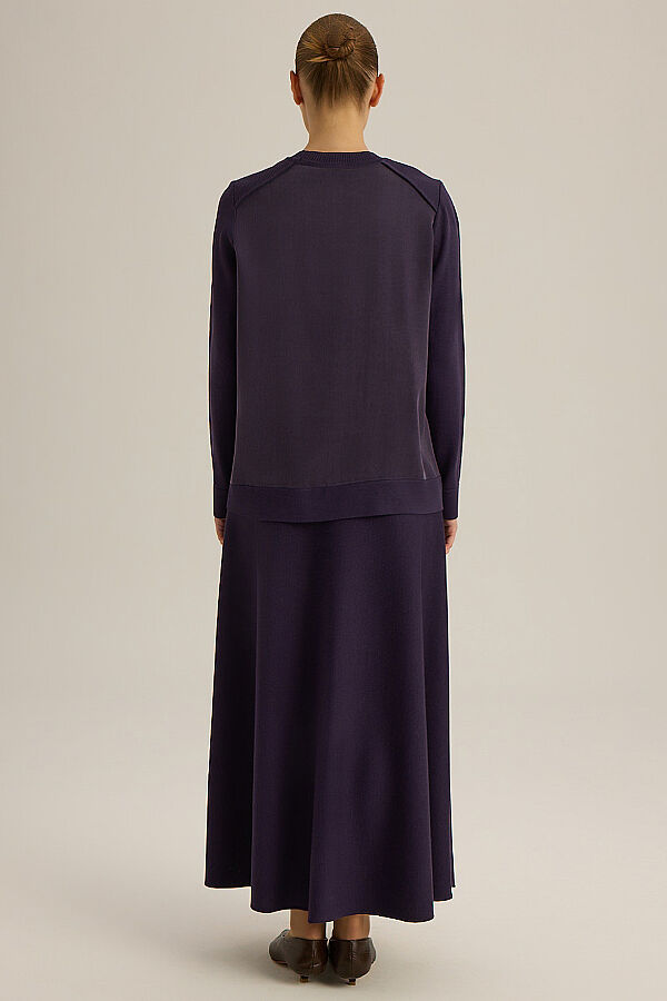 Ribana Yaka Triko-Kumaş Tunik Mor - 6