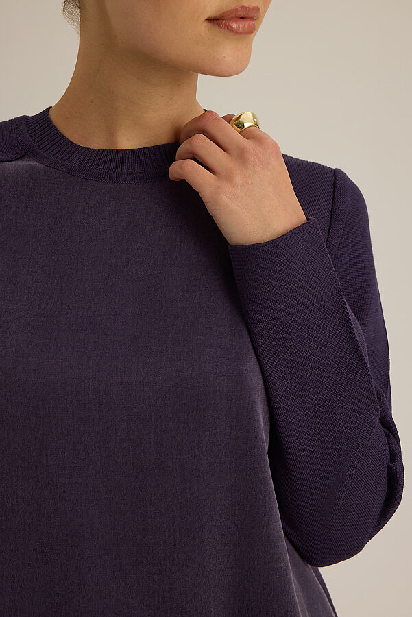Ribana Yaka Triko-Kumaş Tunik Mor - 5