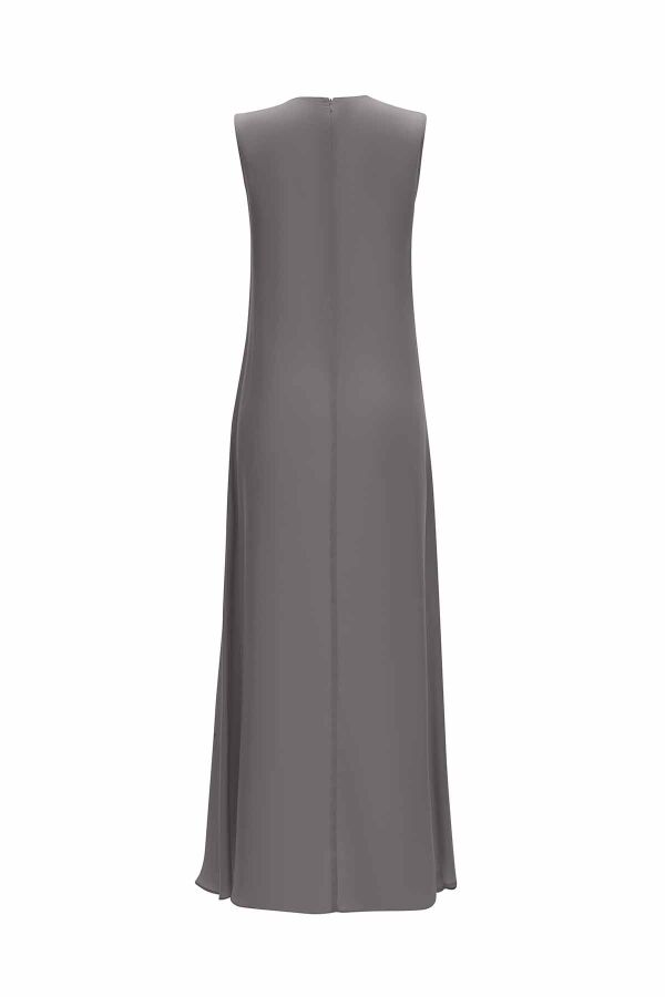 Ribbed Front Sleeveless Cupro Dress - 7