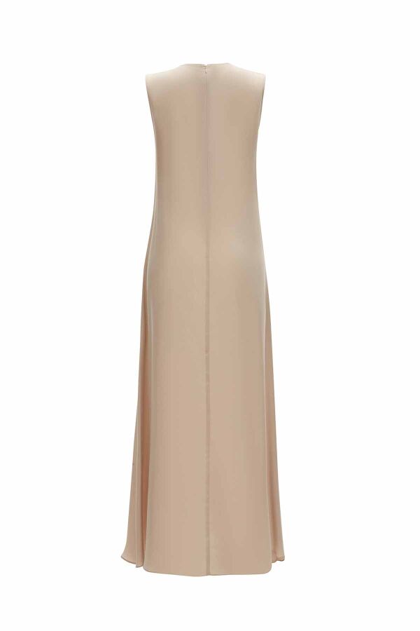 Ribbed Front Sleeveless Cupro Dress - 11