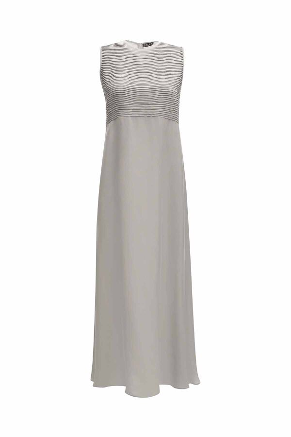 Ribbed Front Sleeveless Cupro Dress - 12