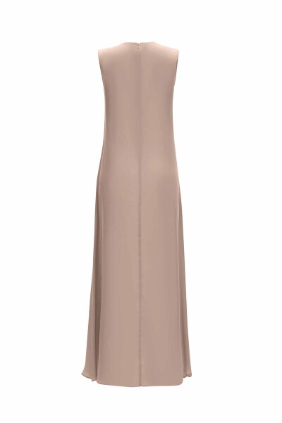 Ribbed Front Sleeveless Cupro Dress - 3