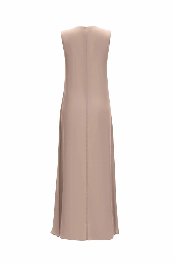 Ribbed Front Sleeveless Cupro Dress - 3