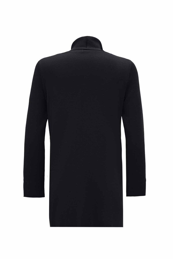 Ribbed Knit Turtleneck Black Tunic - 2