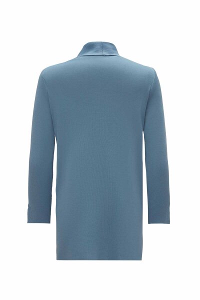 Ribbed Knit Turtleneck Blue Tunic - 2