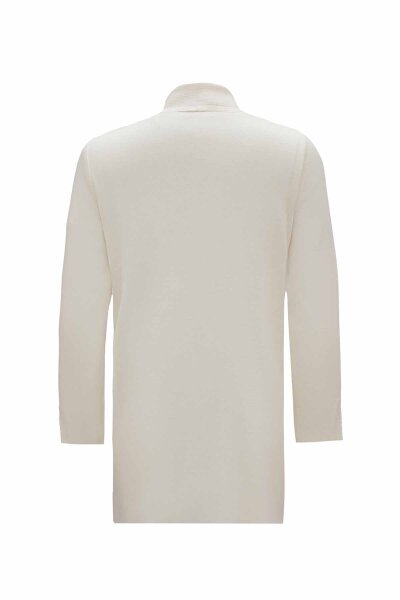 Ribbed Knit Turtleneck Ecru Tunic - 4