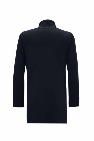 Ribbed Knit Turtleneck Navy Blue Tunic - 2