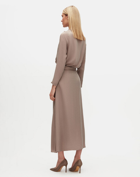 Round Collar Button Detailed Cupro Tunic - 4