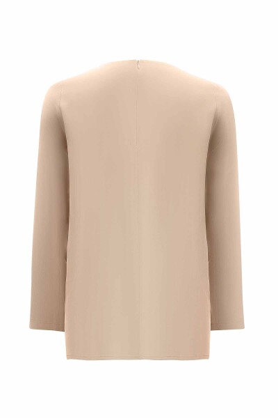 Round Collar Button Detailed Cupro Tunic - 3