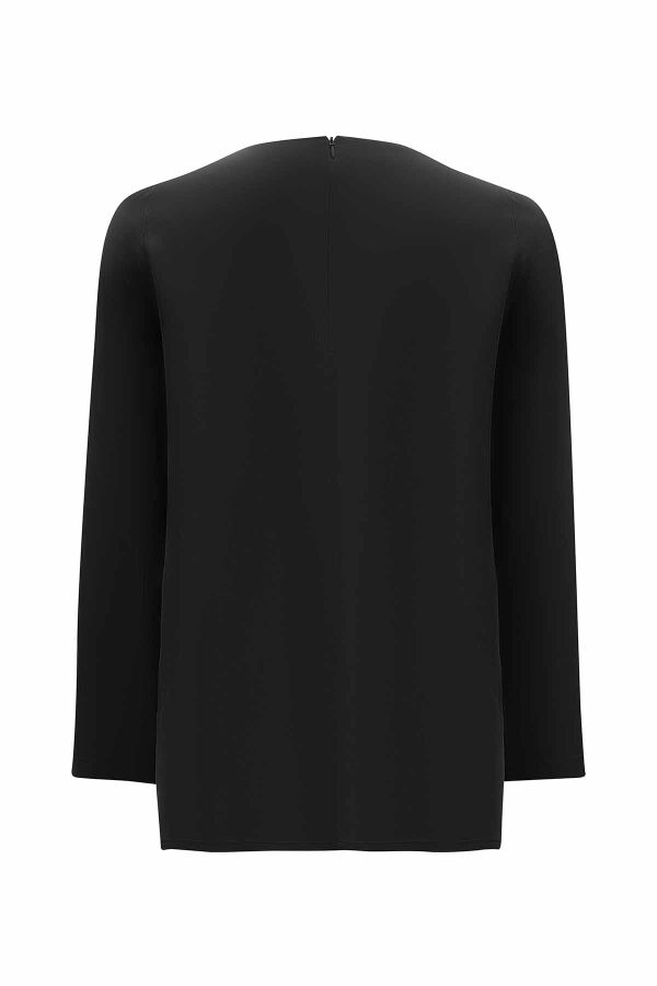 Round Collar Button Detailed Cupro Tunic - 13