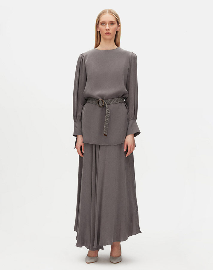 Round Collar Classic Cut Cupro Tunic - 2