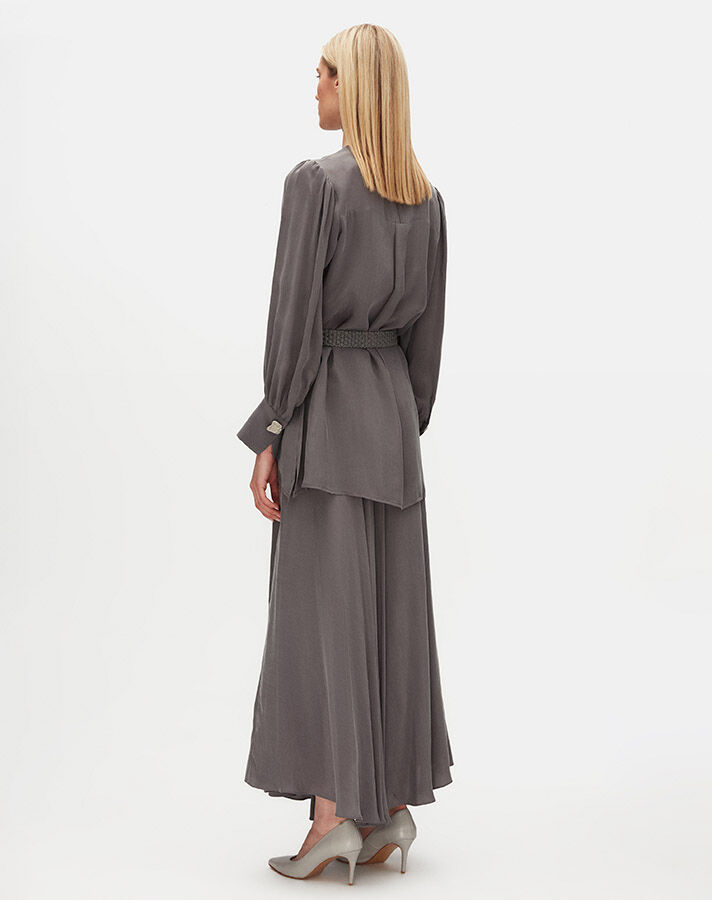 Round Collar Classic Cut Cupro Tunic - 5