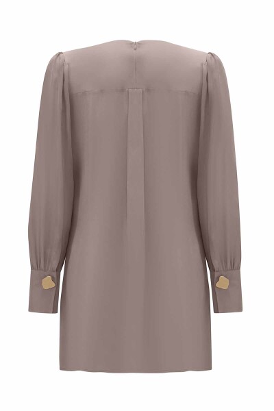 Round Collar Classic Cut Cupro Tunic - 3