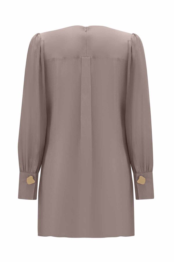 Round Collar Classic Cut Cupro Tunic - 3