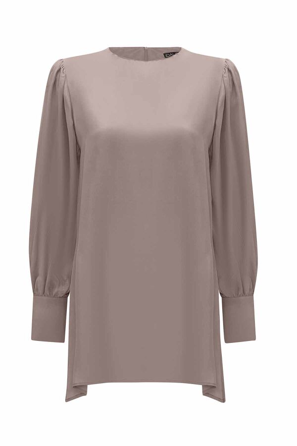 Round Collar Classic Cut Cupro Tunic - 1