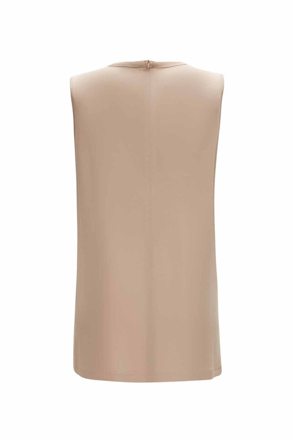 Round Neck Solid Color Sleeveless Tunic - 3