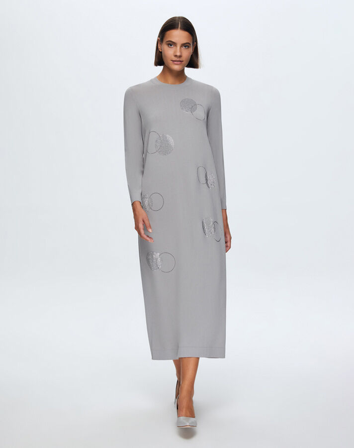 T24K-4011 Round Collar Stone Detailed Dress - 6