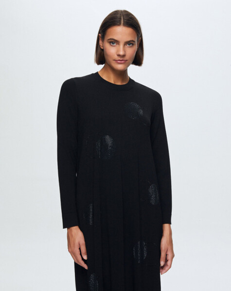 T24K-4011 Round Collar Stone Detailed Dress - 1