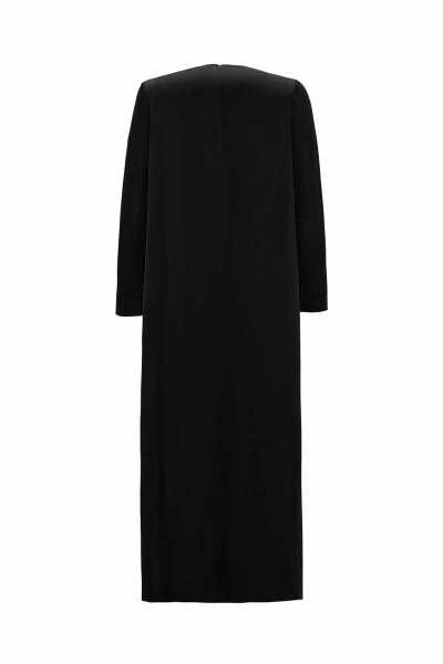 Ruched Waist Black Cupro Dress - 2