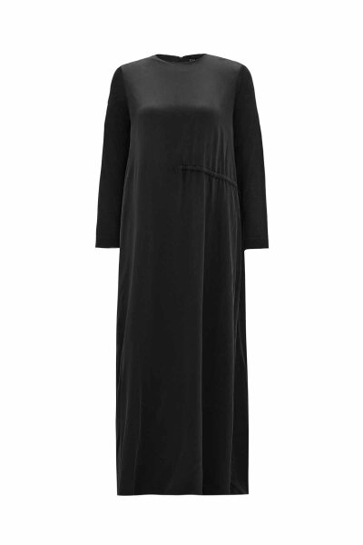 Ruched Waist Dark Grey Cupro Dress 