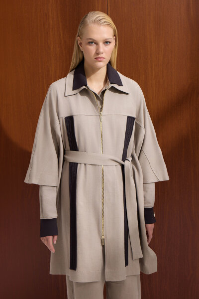 Denim Poncho with Braided Detail 