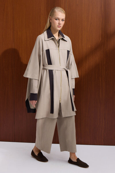 Denim Poncho with Braided Detail - 3