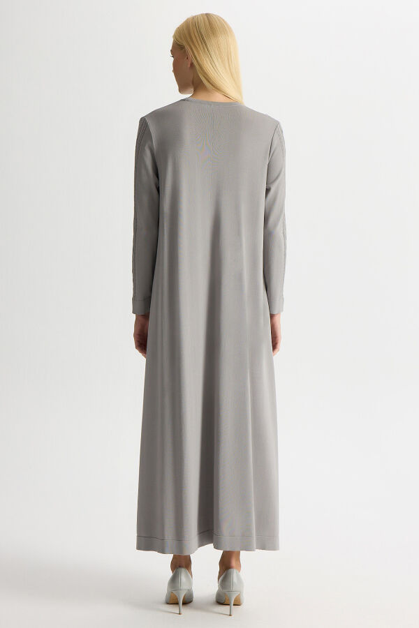 Örgülü Düz Renk Elbise Dark Grey T26Y-4031 Gri - 3