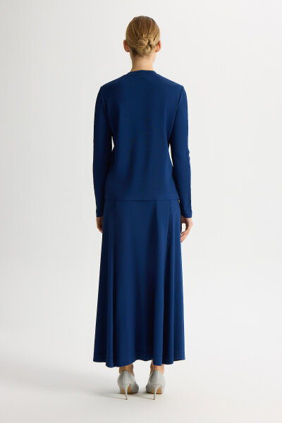 Saç Örgüsü Klasik Triko Ceket Navy - 3