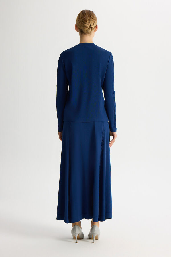 Saç Örgüsü Klasik Triko Ceket Navy - 3
