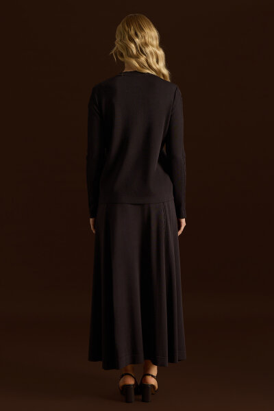 Saç Örgüsü Klasik Triko Ceket Kahverengi - 2