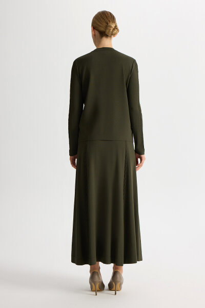 Saç Örgüsü Klasik Triko Ceket Haki - 2