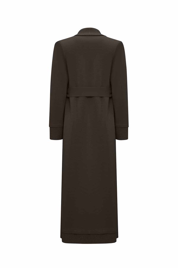 T26K-9006 Selanik Örgü Detaylı Düz Renk Hırka DARDO-TAUPE - 2