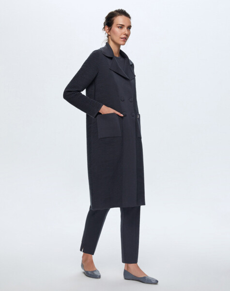 T24K-8014 Self-Ribing Buttoned Jacket - 5