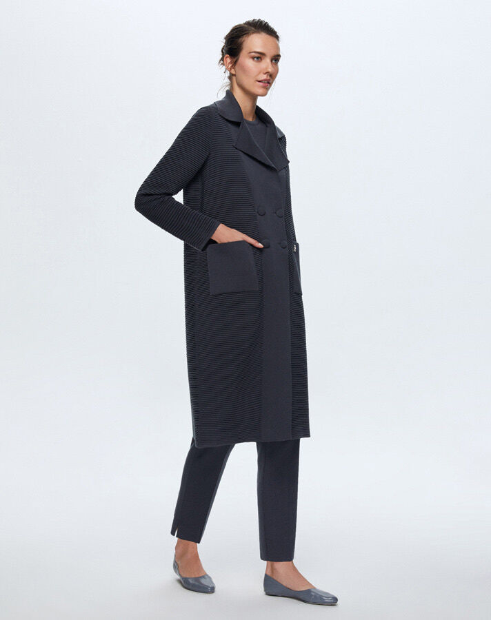 T24K-8014 Self-Ribing Buttoned Jacket - 5