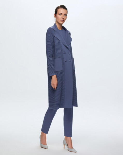 T24K-8014 Self-Ribing Buttoned Jacket - 3