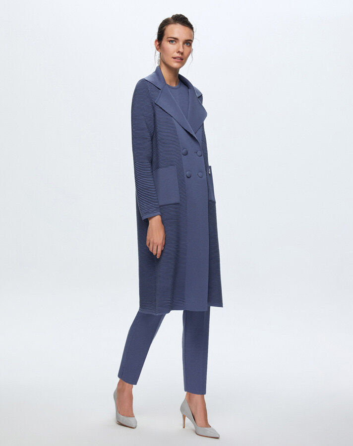 T24K-8014 Self-Ribing Buttoned Jacket - 3