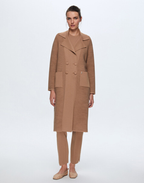 T24K-8014 Self-Ribing Buttoned Jacket - 1
