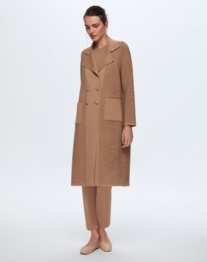 T24K-8014 Self-Ribing Buttoned Jacket - 2