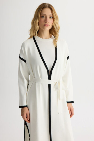 Stripe Detailed Plain Color Knit Trousers - 3