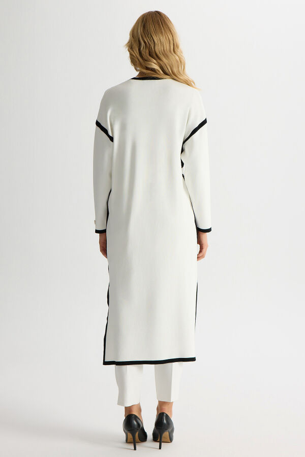 Stripe Detailed Plain Color Knit Trousers - 4