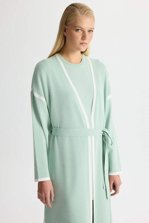 Stripe Detailed Plain Color Knit Trousers - 3