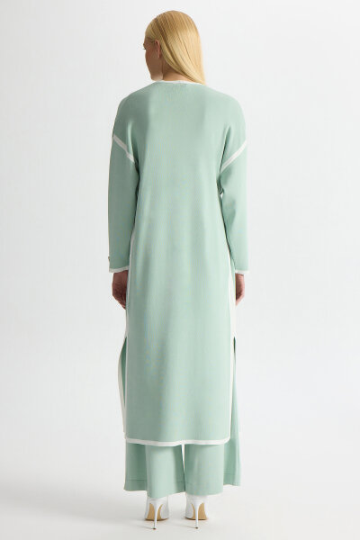 Stripe Detailed Plain Color Knit Trousers - 4